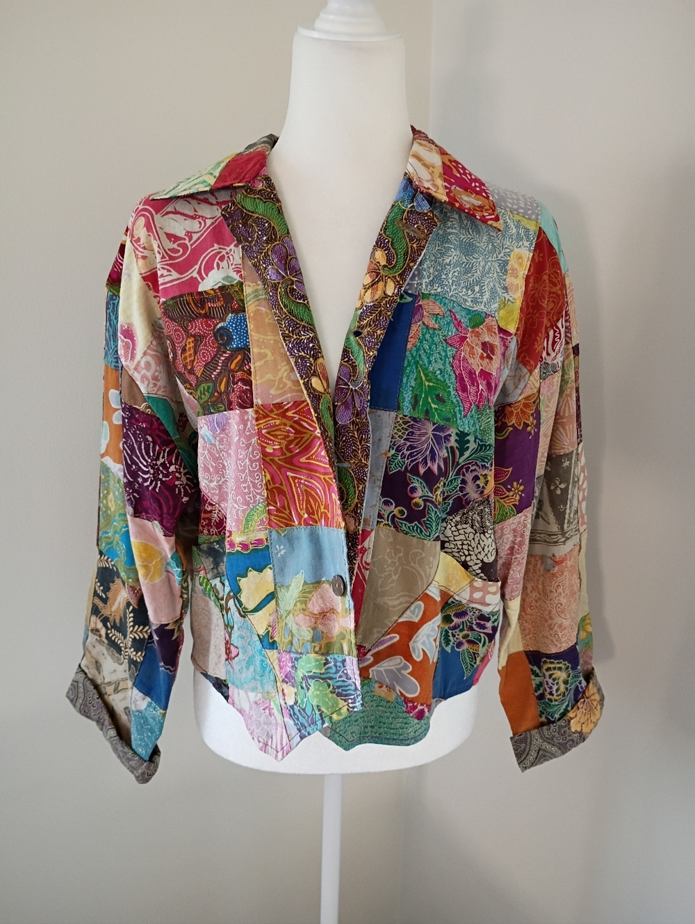 Conscious Coterie Cotton Patchwork Boho Lightweight Button Down Shacket Size L